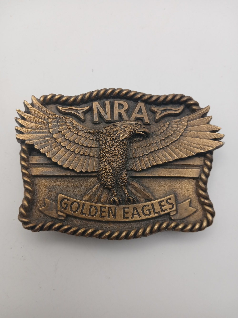 Vintage NRA Golden Eagles Eagle Belt Buckle Bronze Tone Made In USA